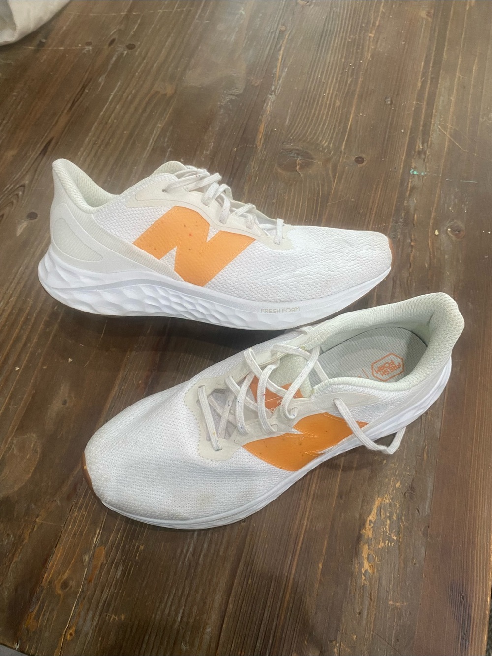 New Balance White  Women’s Running Sneakers with Orange Logo